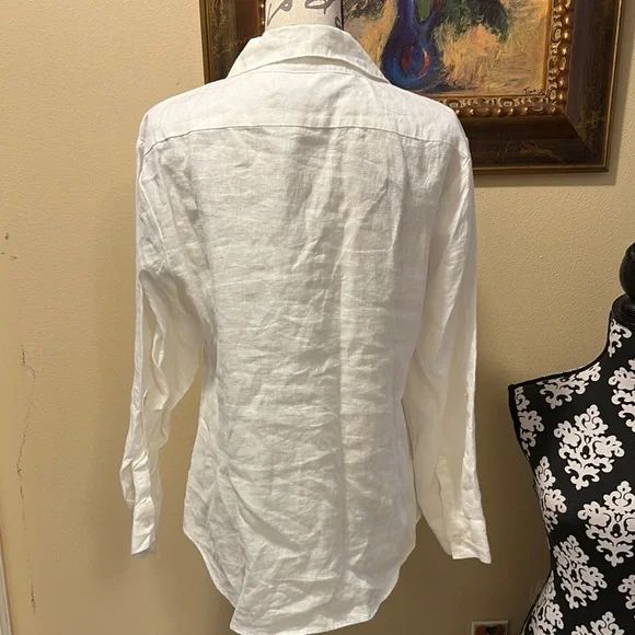 Tommy Bahama linen White Long Sleeve Button Down Double pockets Shirt - Picture 4 of 11